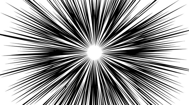A manga-style burst of speed lines radiates intensely from a central point.