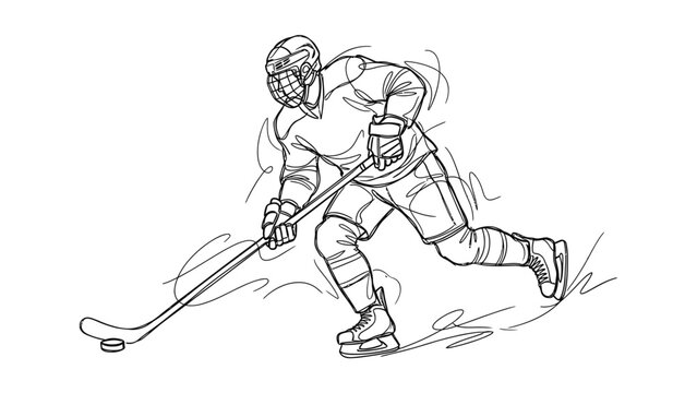Ice hockey player in action illustration.
