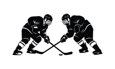 Obraz premium Hockey silhouette, hockey vector, ice hockey illustration, hockey design pack, hockey player black shape, hockey stick and puck, skating athlete graphic, ice hockey icon, hockey goalie silhouette