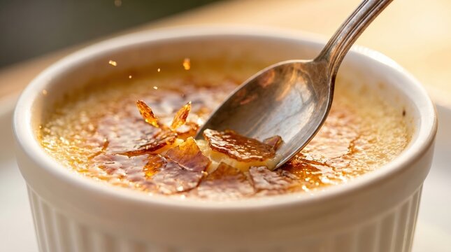 Creamy dessert with caramelized sugar topping.