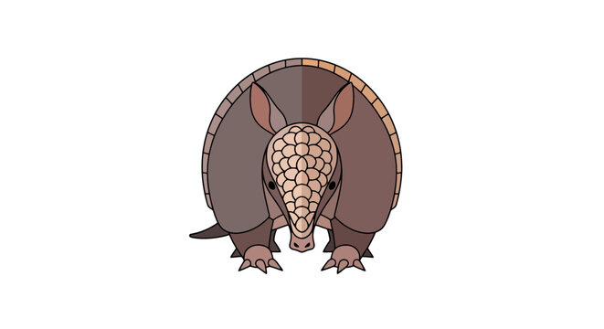 Charming armadillo depicted with geometric patterns and soft earth tones portraying a unique creature with a segmented shell and distinctive facial features offering a delightful visual