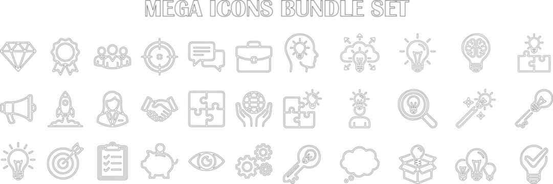 Mega icons bundle set for business and creative projects with various symbols
