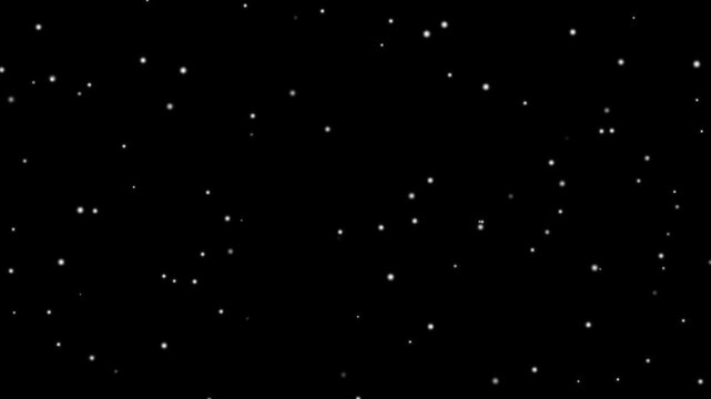 A scattering of small, bright white particles against a deep black background, creating a starry or dusty effect.Dust particles floating animation, fine white dust specks drifting slowly on black back