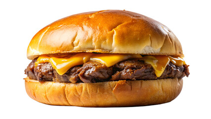 Juicy cheeseburger with melted cheese on toasted bun
