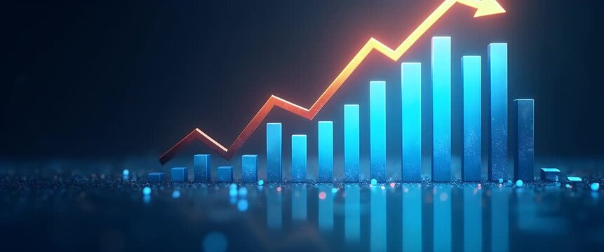 Photo realistic as Bar graph and currency sign icon with copy space for market presentations concept as A visually appealing bar graph and currency sign icon with copy space designed to enhance market