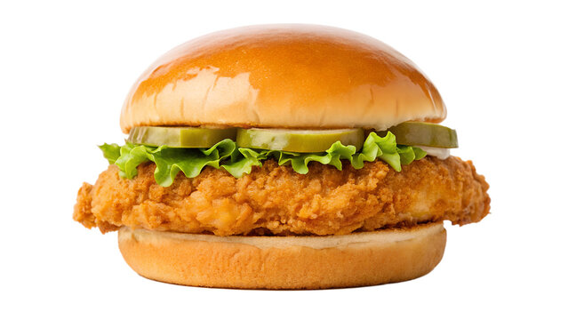 Delicious chicken sandwich with lettuce pickles and bun