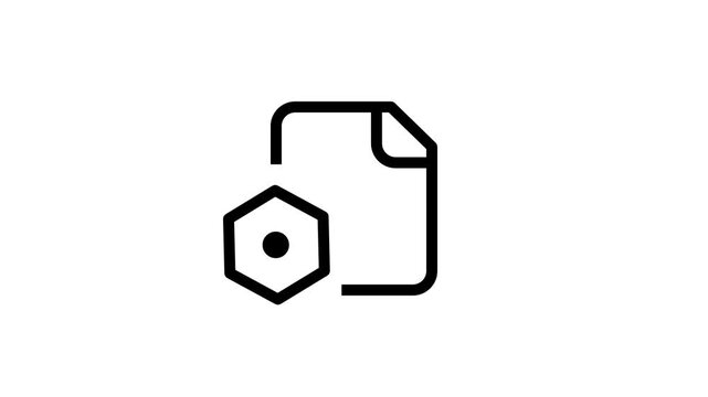A document icon overlaid with a hexagonal 3D shape symbol, indicating a design, model, or geometric package file