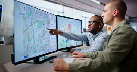 Two Urban Planners Use Computer Software