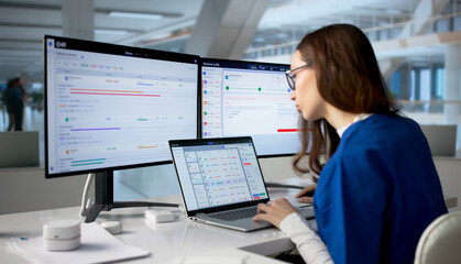 Fototapeta premium Healthcare Manager Using Hospital Software