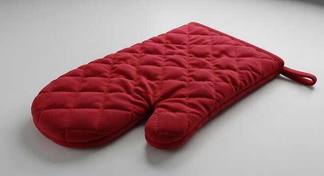 Red oven mitt on white background