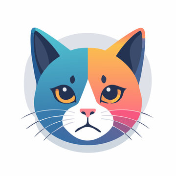 Stylized Cat Face with Blue and Orange Gradient