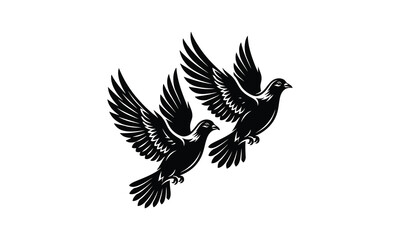 Pair of peace dove, two doves silhouette, peace dove vector, dove pair illustration, love birds design pack, flying doves together, peace symbol graphic, white dove pair, olive branch dove, couple © Rasel