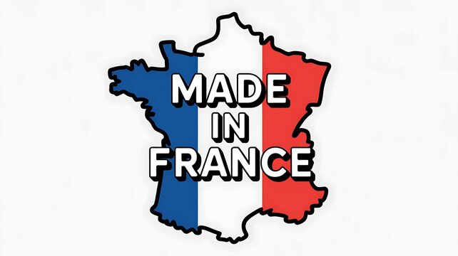 Made in France, French flag map, country of origin label, product badge, Made in France logo