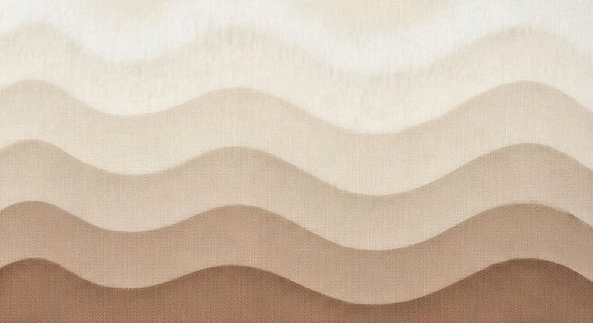 Abstract wavy pattern of layered beige and brown fabric creates a textured background with subtle variations in shade.