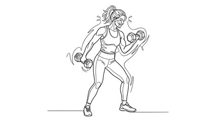 Obraz premium Woman engaging in fitness with dumbbells.