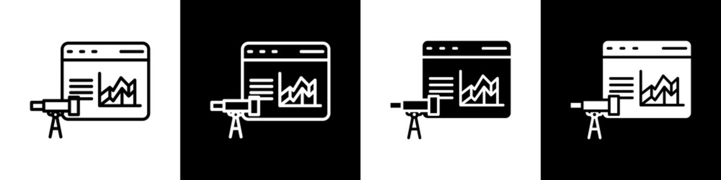 Forecast Analytics black and white icon design concept
