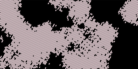 Abstract pink striped camouflage pattern with flowing geometric line texture on black background, modern fashion-inspired design for streetwear, digital art, luxury branding © V_DotStudio