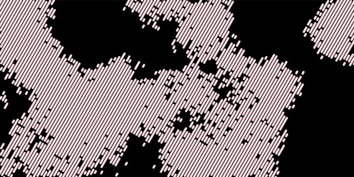 Abstract pink striped camouflage pattern with flowing geometric line texture on black background, modern fashion-inspired design for streetwear, digital art, luxury branding