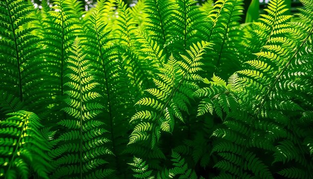 Intricate fern textures, dappled light & shadow create a lush, organic background,   decorative,  forest