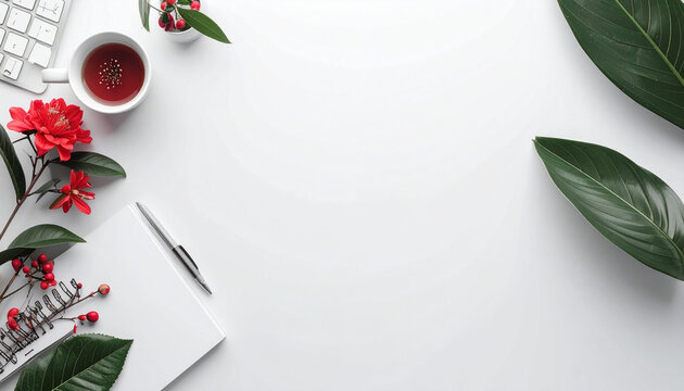 Composition florale pour th&eacute; et papeterie
