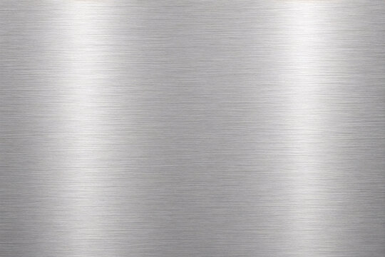Realistic brushed metal texture with polished stainless steel finish. Industrial silver metallic background featuring fine hairline scratches, smooth reflections, and premium steel surface details.
