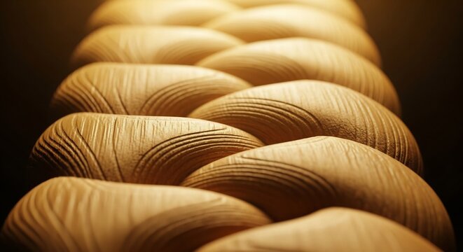 Close up of stacked wooden shoe lasts in a row.