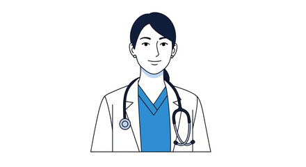 Fototapeta premium Female Doctor Illustration with Stethoscope