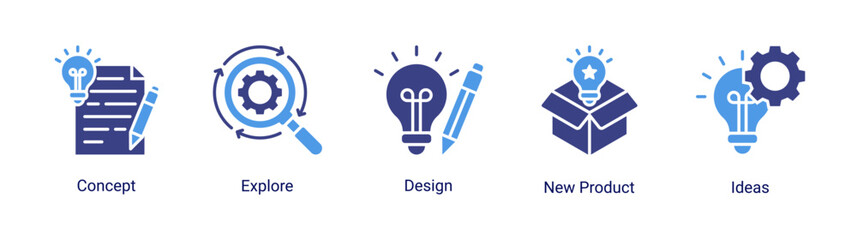 Creative design icon set featuring concept,ideas,exploration and new product development vector collection © Arjuna