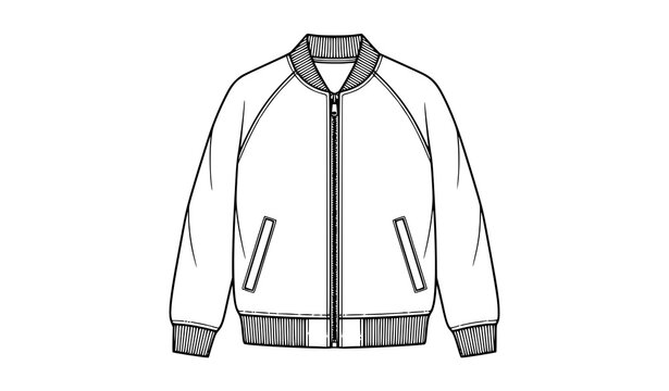 Varsity bomber jacket vector illustration stylish fashion apparel outline design