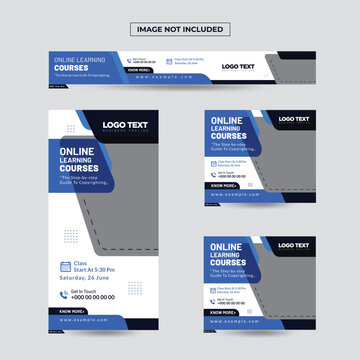 Online learning courses flyer templates  various designs for education and training programs  sample layouts for workshops and classes
