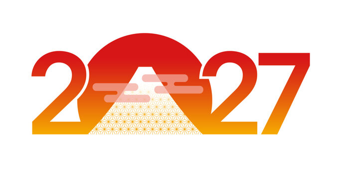 Vibrant orange red gradient year two thousand twenty seven with decorative triangle pattern  modern design element