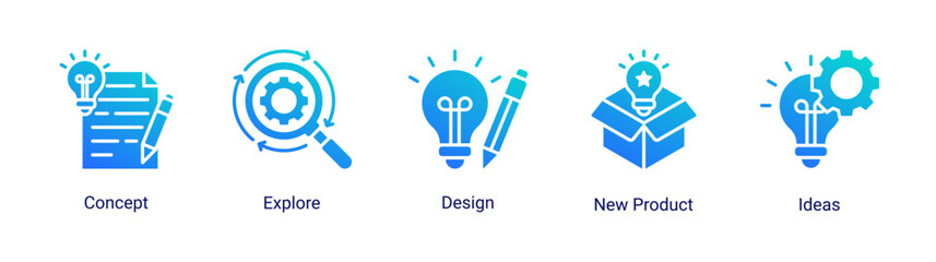 Creative design icon set featuring concept,ideas,exploration and new product development vector collection © Arjuna