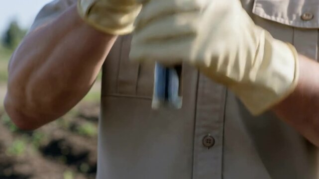 Environmental Scientist Collects Soil Sample for Analysis