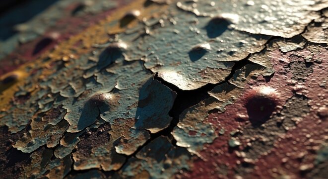 Peeling Paint Texture - Close-up of Weathered Surface.