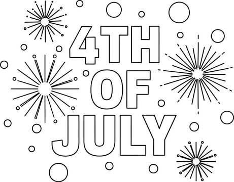 Independence day celebration 4th of july fireworks line art for patriotic designs