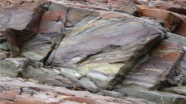 Glowing sedimentary rock layers pulsing with ancient energy, revealing Earth's geological history.
