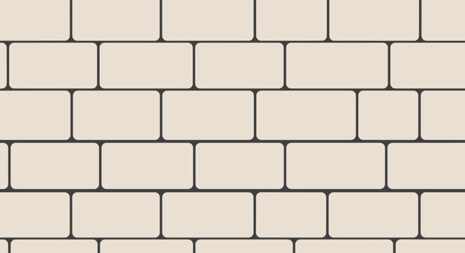 Clean and modern brick wall texture shows neat rows of beige colored rectangular bricks with dark grout lines in a uniform pattern.