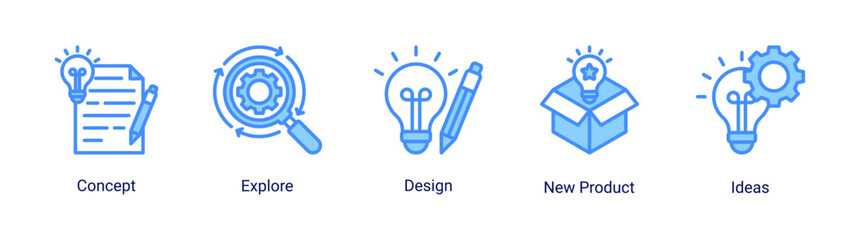 Creative design icon set featuring concept,ideas,exploration and new product development vector collection © Arjuna