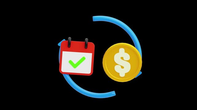 3D Recurring Payments and Financial Schedule | Alpha Channel