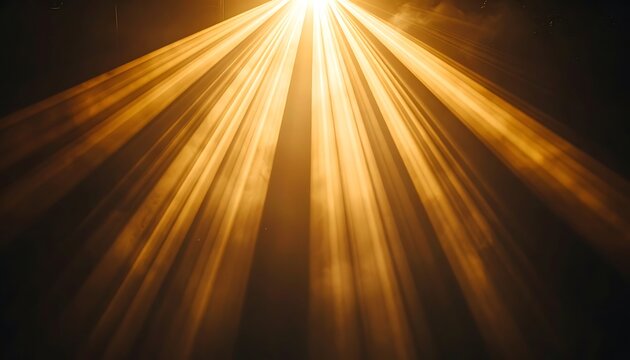 Golden Light Beams Radiating Upwards.
