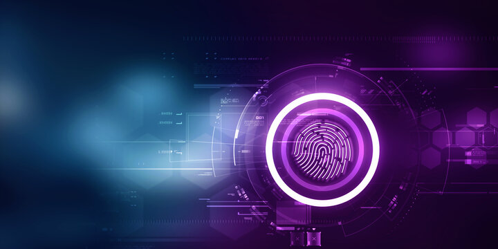 2d Illustration Fingerprint Scanning Technology Concept 