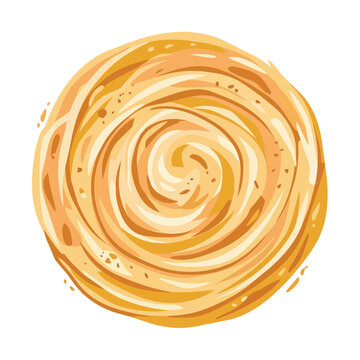 Abstract swirling pattern resembling a golden pastry or cinnamon roll with warm tones and a circular design