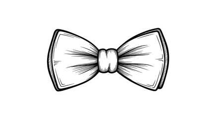 Hand-drawn bow tie illustration, elegant accessory, black and white sketch © Roni