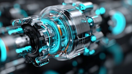 Fototapeta premium futuristic transparent cybernetic device with glowing blue accents for advanced technology and innovation design