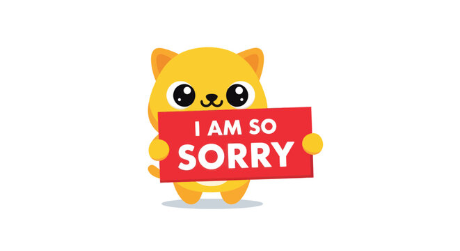 Cute Cat Holding "I AM SO SORRY" Sign - Apology Expression