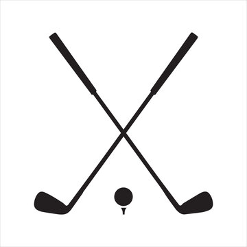 Pair of iron or wedge golf club with golf ball flat vector icon for sports apps and websites