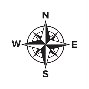 Compass rose or windrose, rose of the winds flat icon for apps and websites