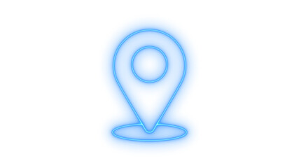 Glowing neon location pin or map pointer icon isolated on transparent background. Navigation point. Destination marker. GPS signal. Waypoint. Travel sign. © mominulim