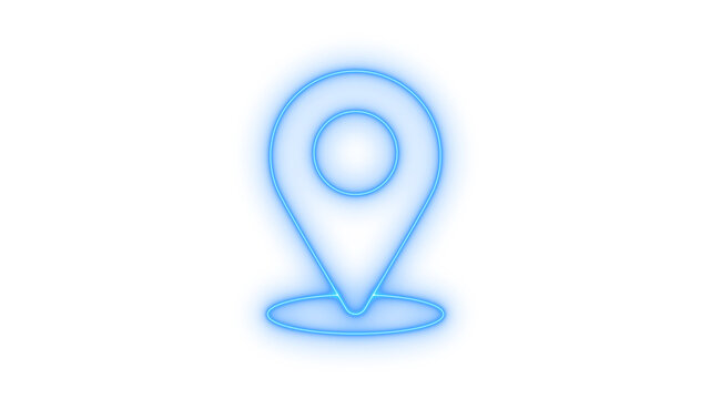 Glowing neon location pin or map pointer icon isolated on transparent background. Navigation point. Destination marker. GPS signal. Waypoint. Travel sign.