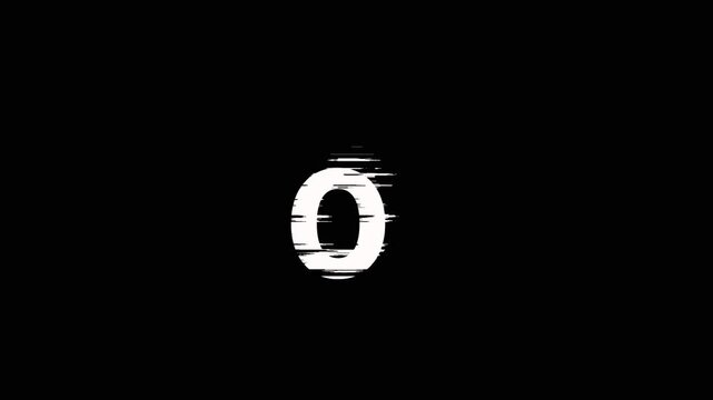 3 Seconds Glitch Countdown Animation with Transparent Background. Minimal Digital Timer Overlay with Alpha Channel in 4K